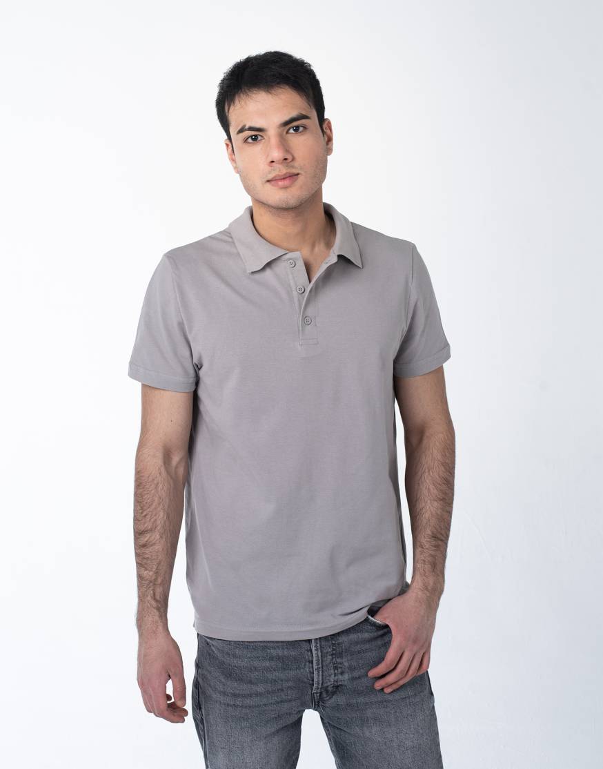 Мужская рубашка ПОЛО с эластаном серый меланж оптом